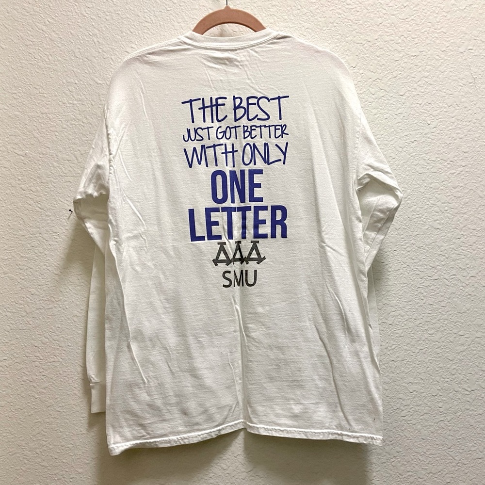 NEW Tri Delta Comfort Colors White Long Sleeve T Shirt